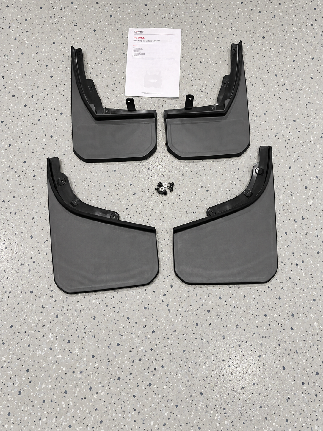 Mud Flaps - No Drill Wide Mud Flap Kit - Black (4pc) - Suits Defender 90 & 110 | Aftermarket