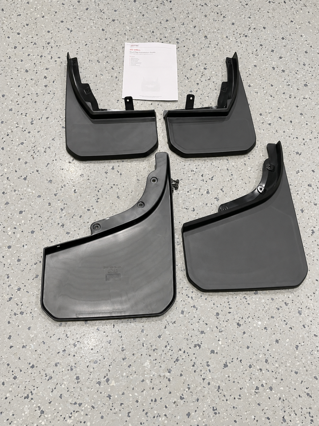Mud Flaps - No Drill Wide Mud Flap Kit - Black (4pc) - Suits Defender 90 & 110 | Aftermarket
