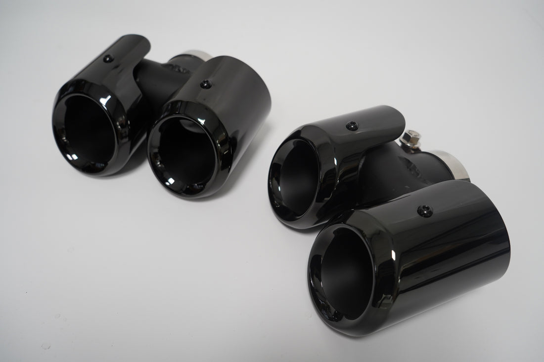 Exhaust Pipe Tips (Black) - Suits Petrol Defender | Aftermarket
