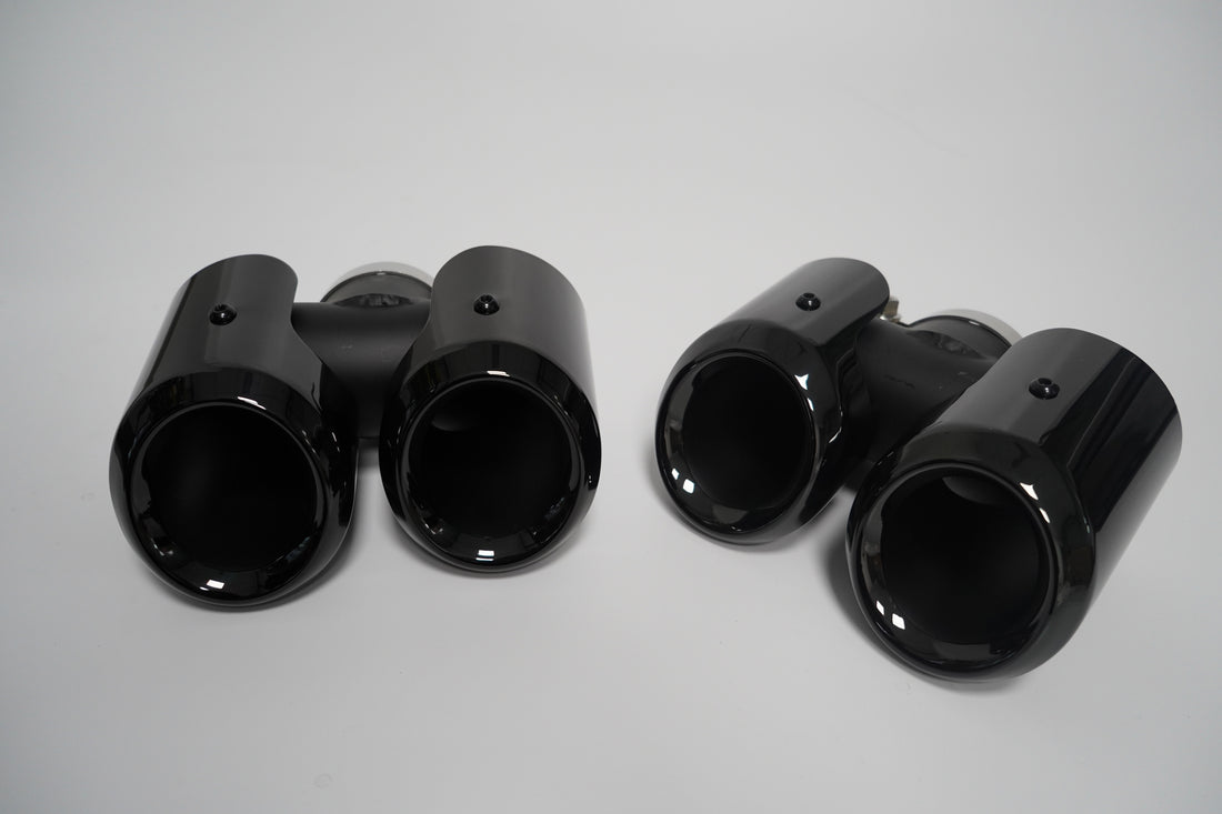 Exhaust Pipe Tips (Black) - Suits Petrol Defender | Aftermarket