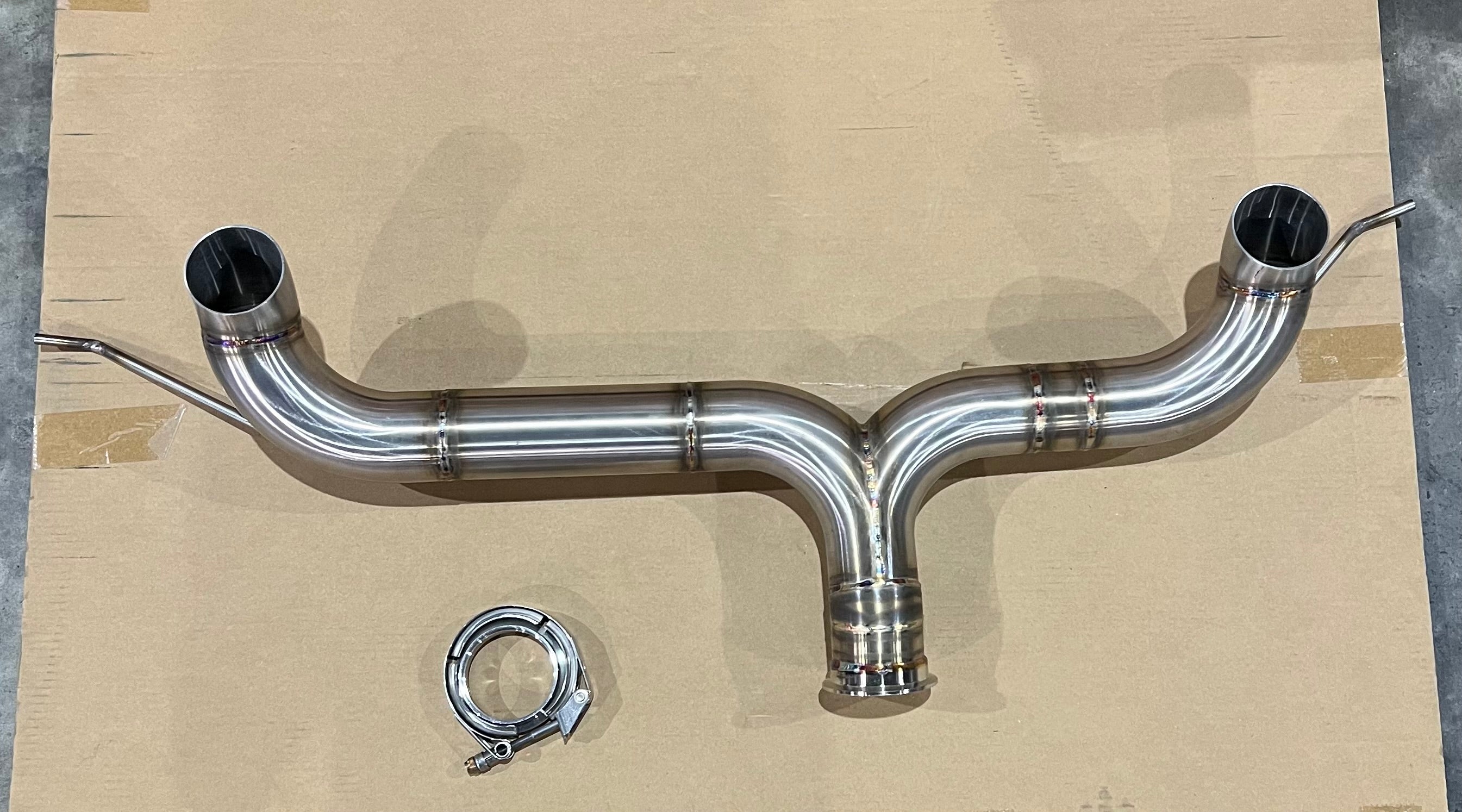 Twin 3 Inch Rear Exhaust System - P400 Defender 110 / 90 (2 variants - Polished 304 SS or Matte Black coated 304 SS)