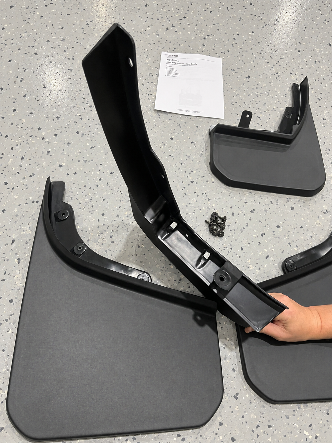 Mud Flaps - No Drill Wide Mud Flap Kit - Black (4pc) - Suits Defender 90 & 110 | Aftermarket