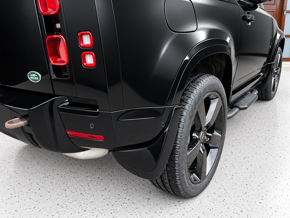 Urban Style Gloss Black Slim lIne Mud Flap Kit – Suits Defender 90 / 110 - Aftermarket