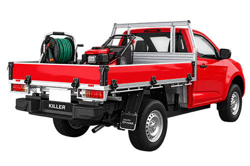 Open ute tray with gear exposed