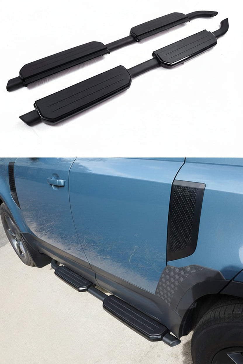 Black Side Steps – OEM Style Alloy Running Boards - Suits Defender 110/130